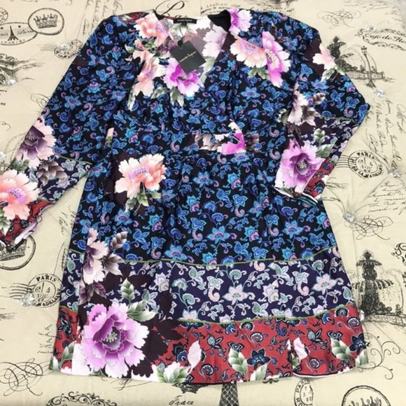 Nanette Lepore Printed Silk Faux-Wrap Dress - Picture 4 of 7